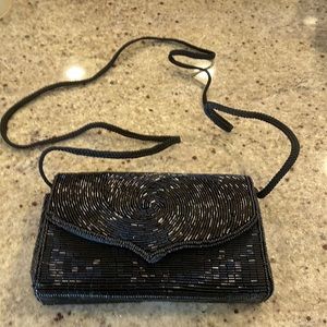 Black beaded dress purse